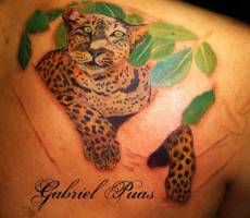 Tattoo de un leopardo en la espalda