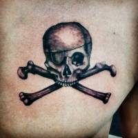 Tattoo de una calavera pirata en blanco y negro